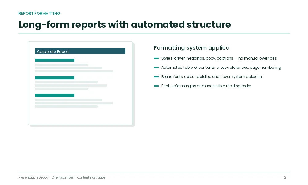 Corporate report word formatting professional